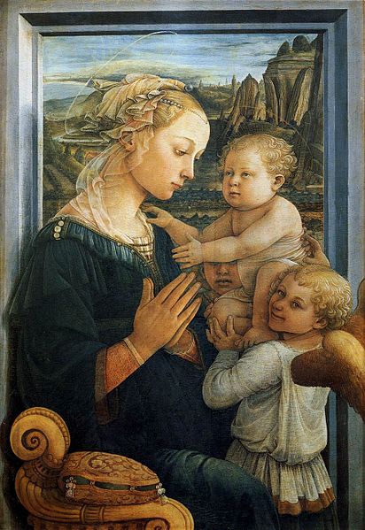 painting of Madonna with Child and Two Angels, by Fra Lippo Lippi