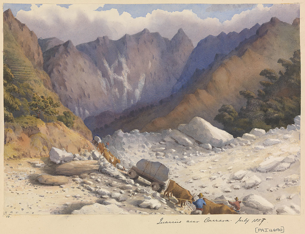 painting of Carrara Quarries by Edward Gennys Fanshawe c.1857