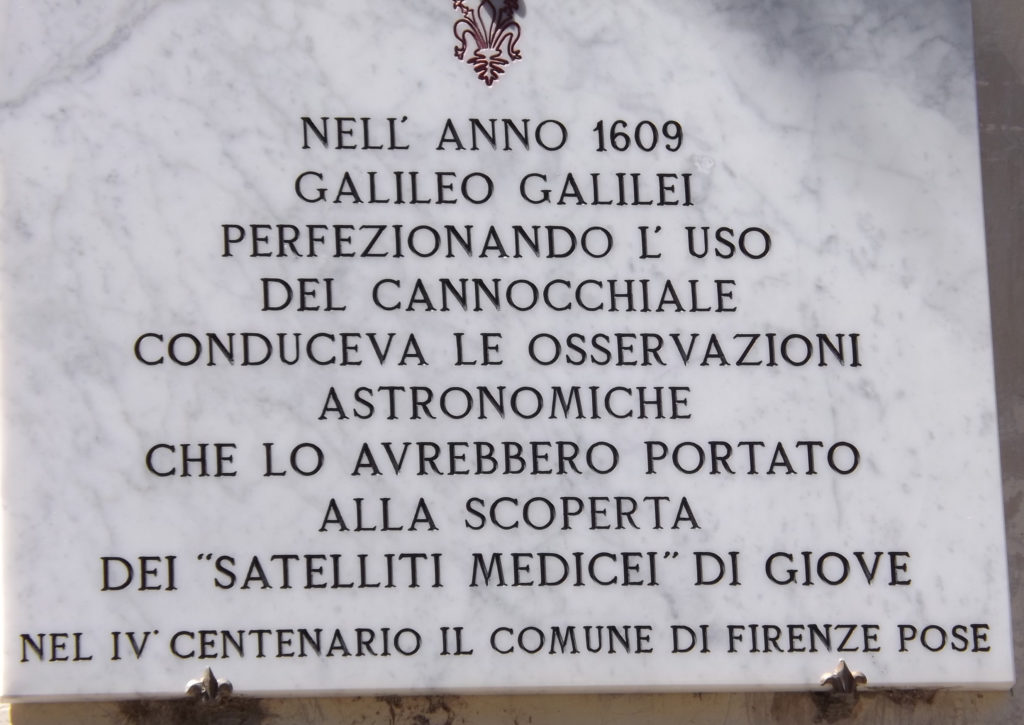 Inscription at Galileo's home