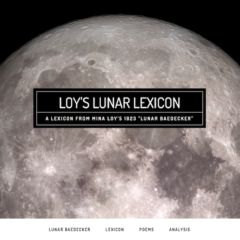 homepage of Loy's Lunar Lexicon featuring large black & white photo of the moon
