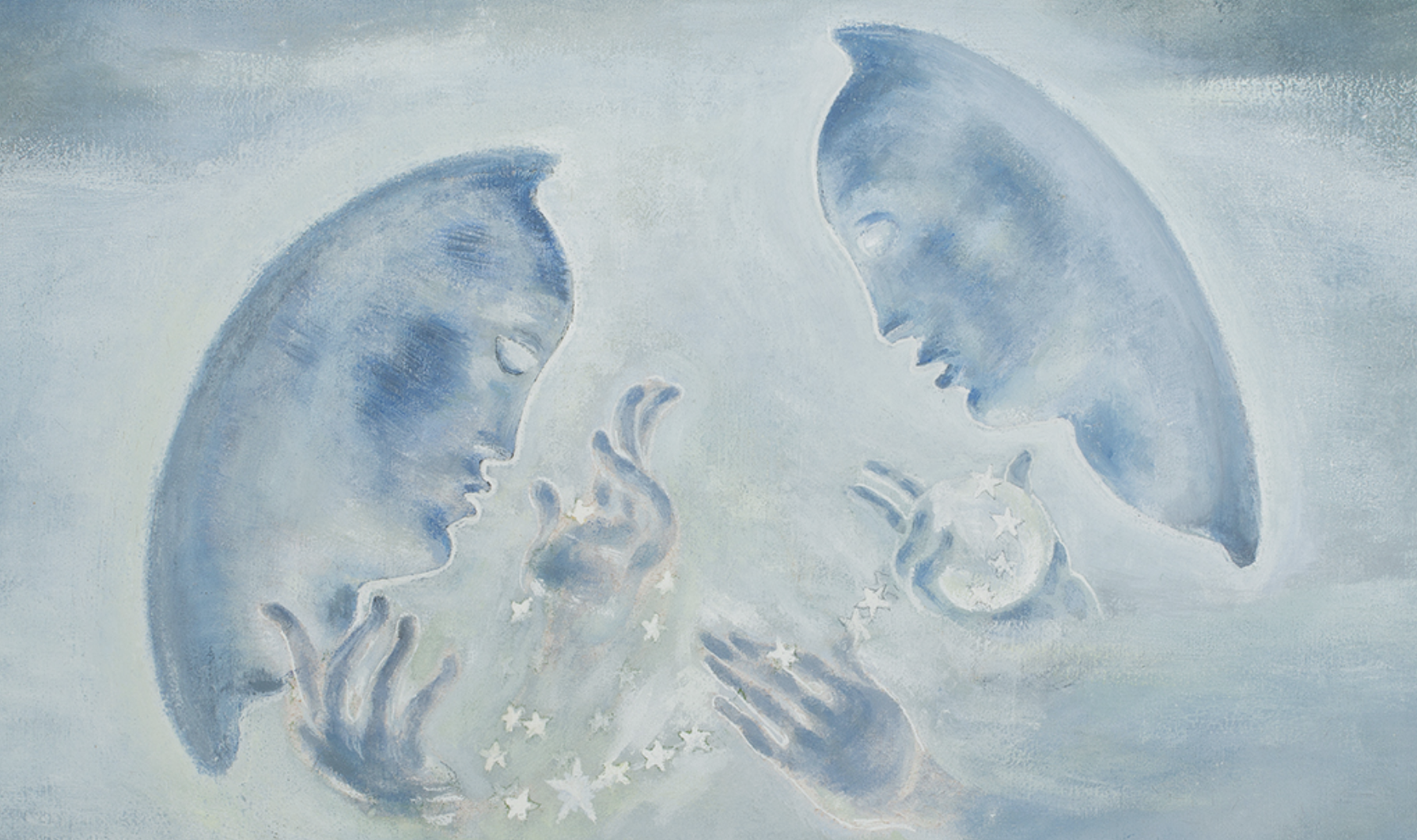 Image of Loy painting of two celestial beings facing one another
