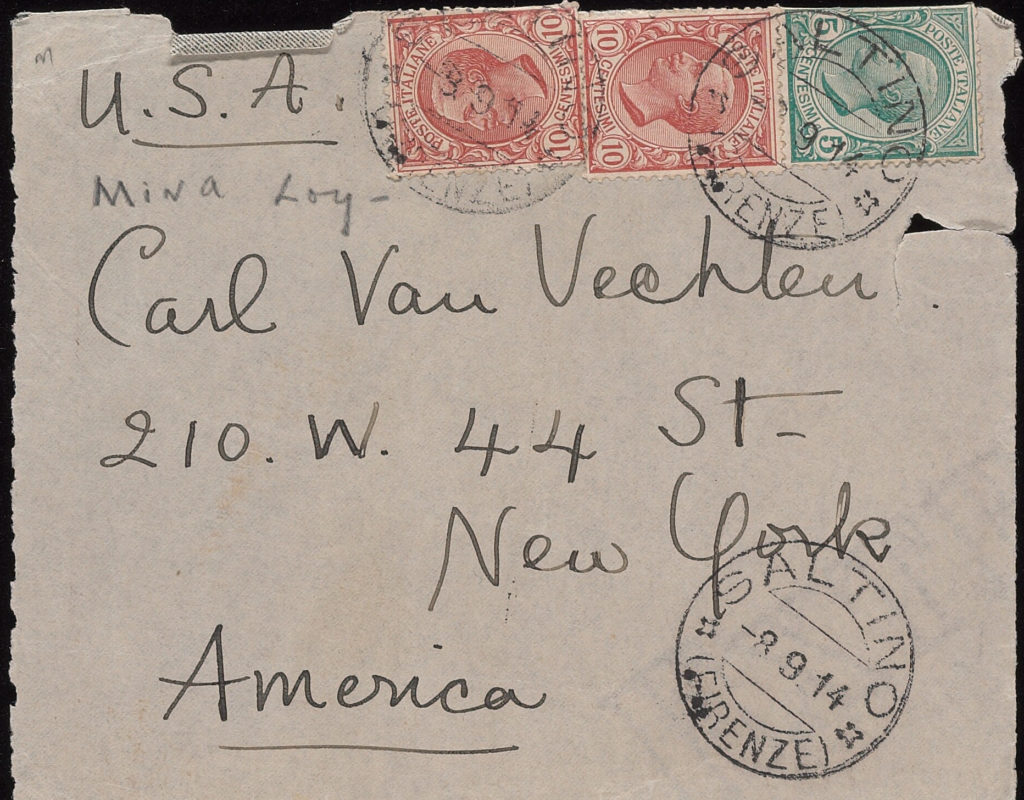 addressed envelope from Loy to Van Vechten