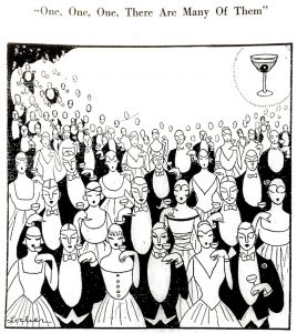 Illustration of crowd by Robert Lochner, c. 1915