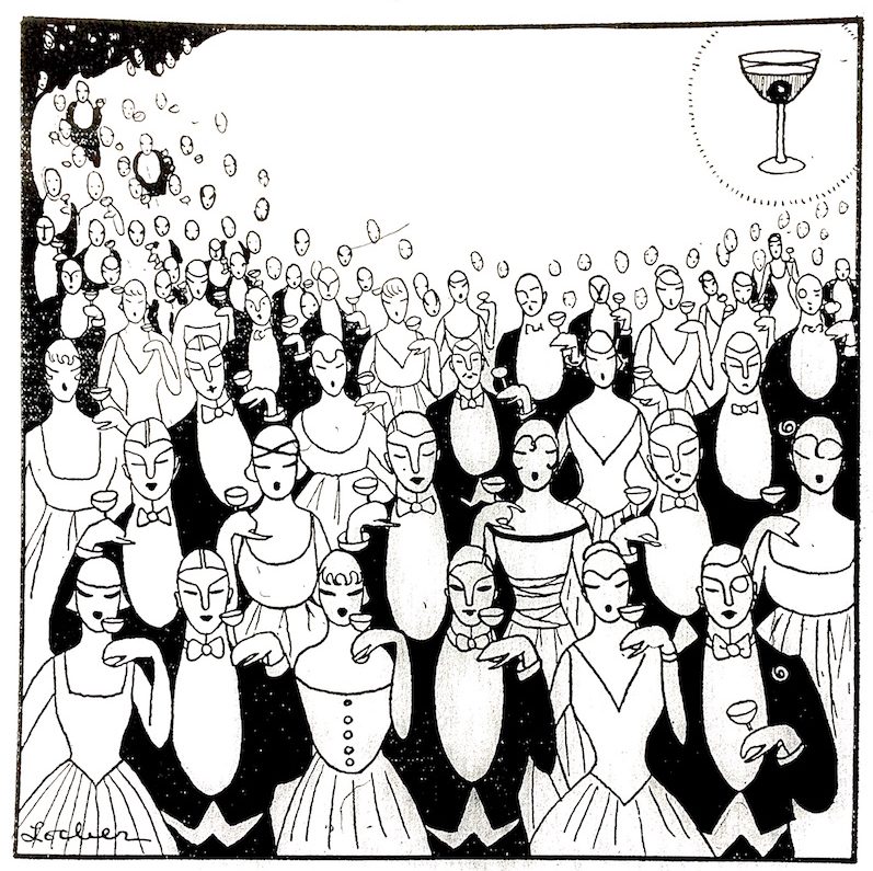 illustration of partygoers drinking