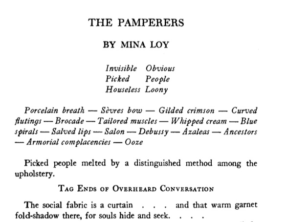 excerpt from The Pamperers by Mina Loy