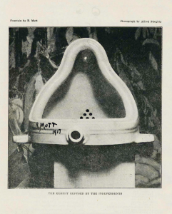 Photograph of R. Mutt, "Fountain," Blind Man 2, May 1917.