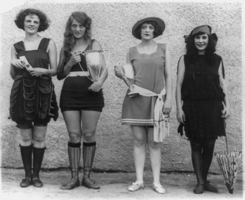 Black & white photo of 4 female beauty contest winners, circa 1920s.