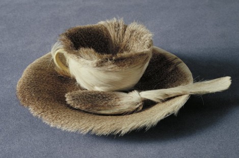 fur lined teacup and saucer