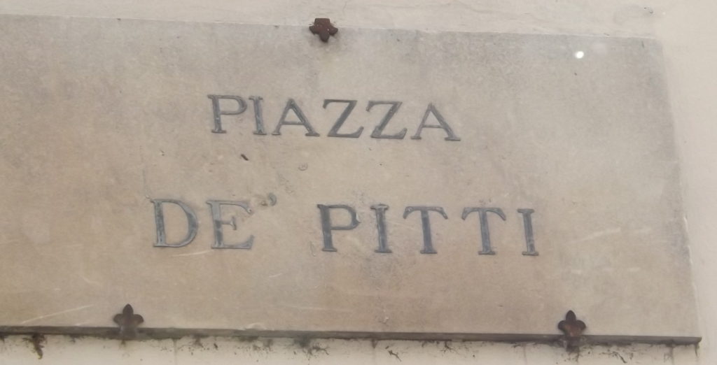 street name on wall, Piazza de Pitti