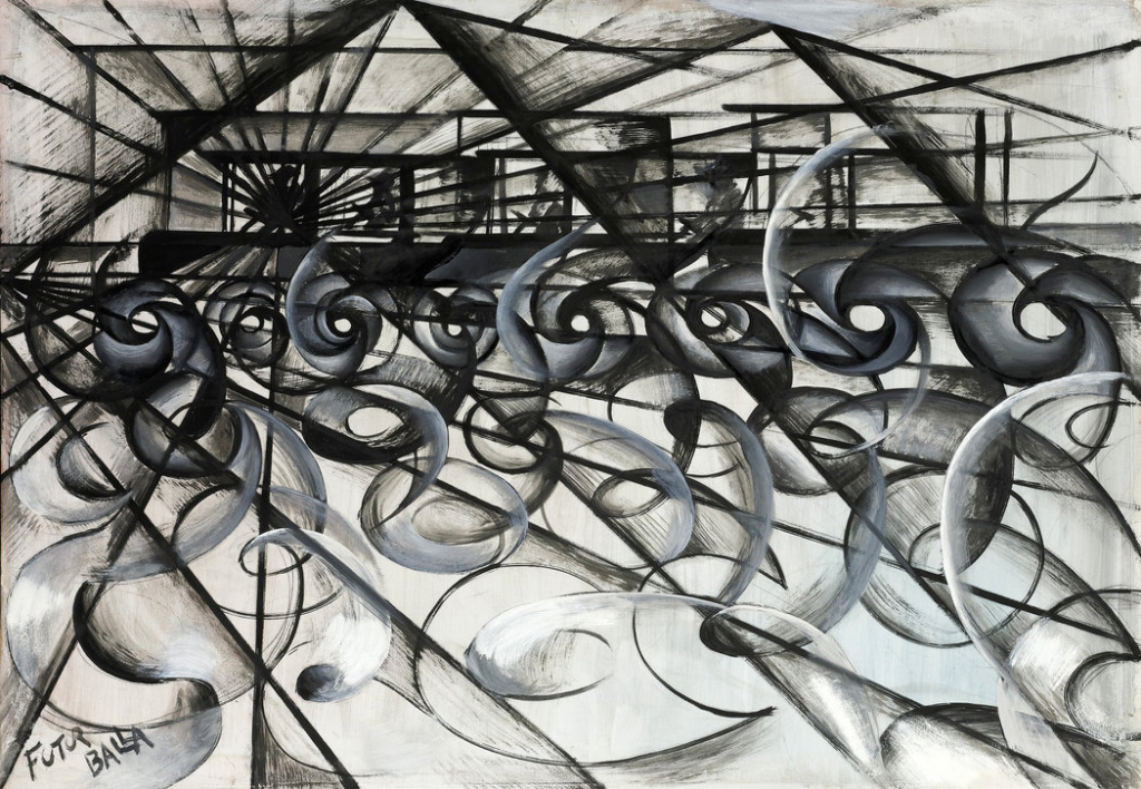Giacomo Balla's futurist painting Automobile in Corsa
